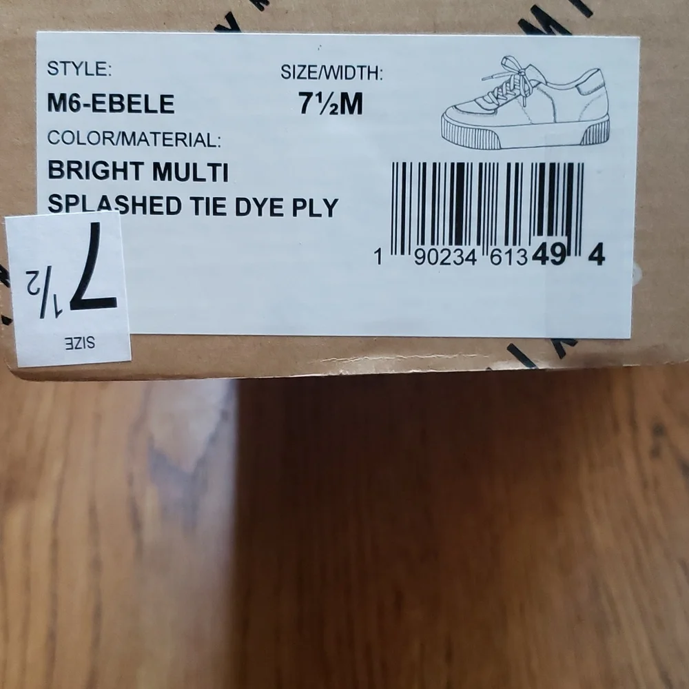 NIB Bright Multicolor Watercolor Tie Dye Ebele Platform Sneaker Women's Size 7.5